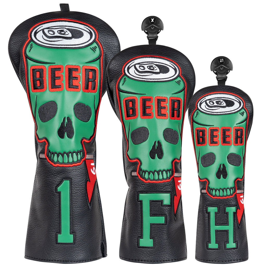 Black Skull Beer Head Cover Set