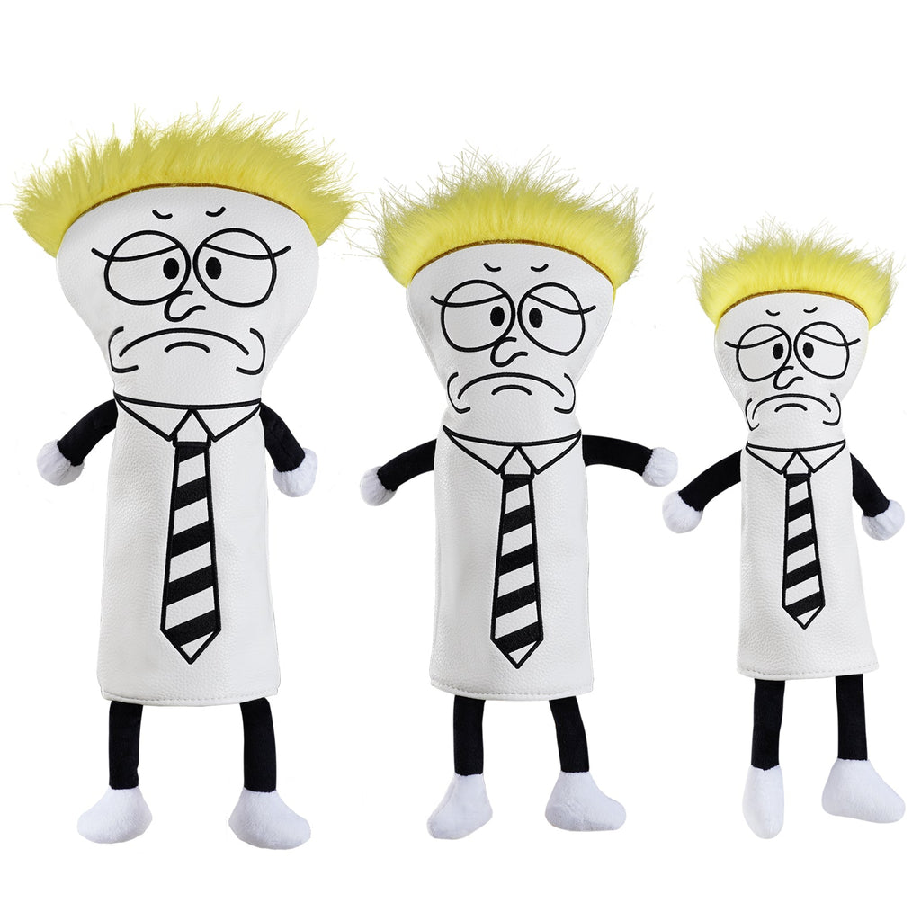 White Melancholy Boy Embroidered Wooden Head Cover Sets