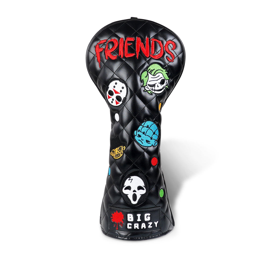 Black Evil Friends Embroidered Wooden Head Cover