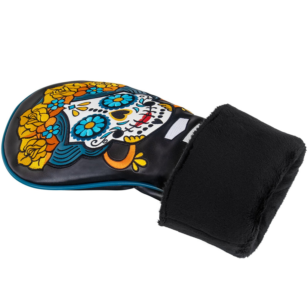 Black Day of the Dead Embroidered Wooden Head Cover
