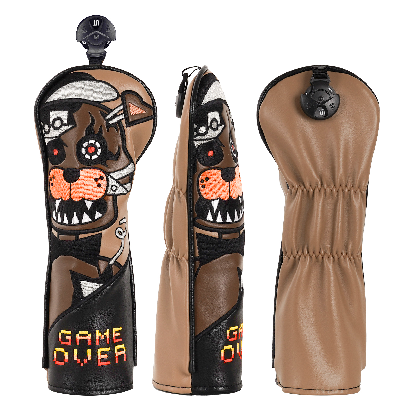 Brown Teddy Bear Embroidery Driver Fairway Hybrid Head Cover