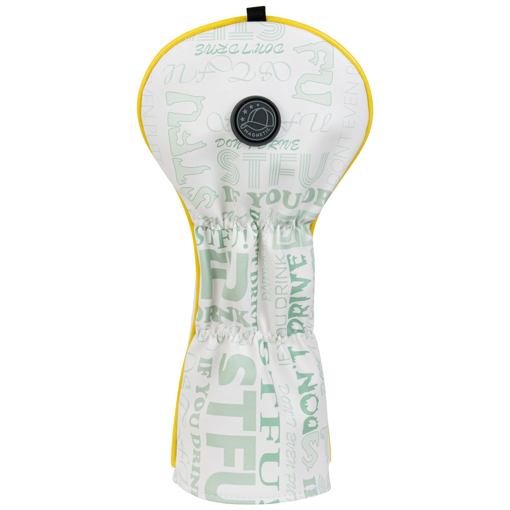 White Green Skull Embroidered Golf Head Cover Set with Iron Suction