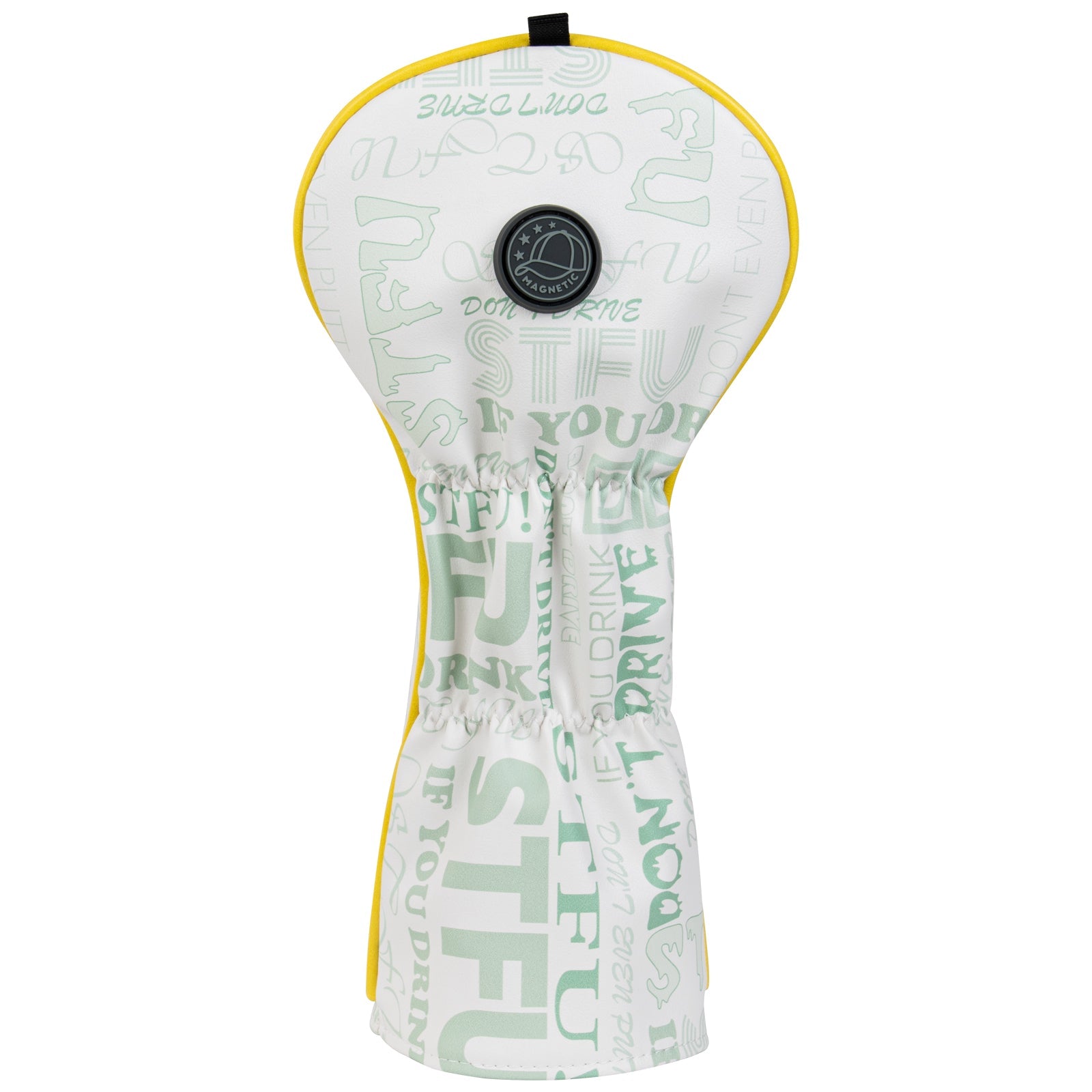 White Green Skull Embroidered Golf Head Cover Set with Iron Suction