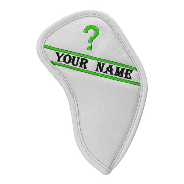 Custom Individual White Leather Iron Head Cover - Craftsman Golf