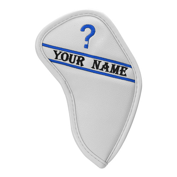 Custom Individual White Leather Iron Head Cover - Craftsman Golf