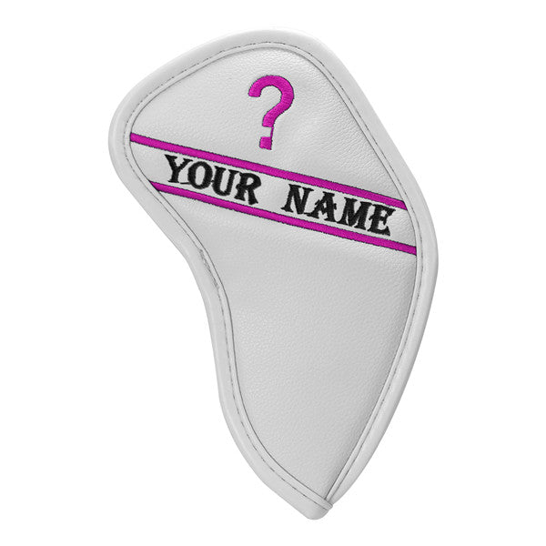 Custom Individual White Leather Iron Head Cover - Craftsman Golf