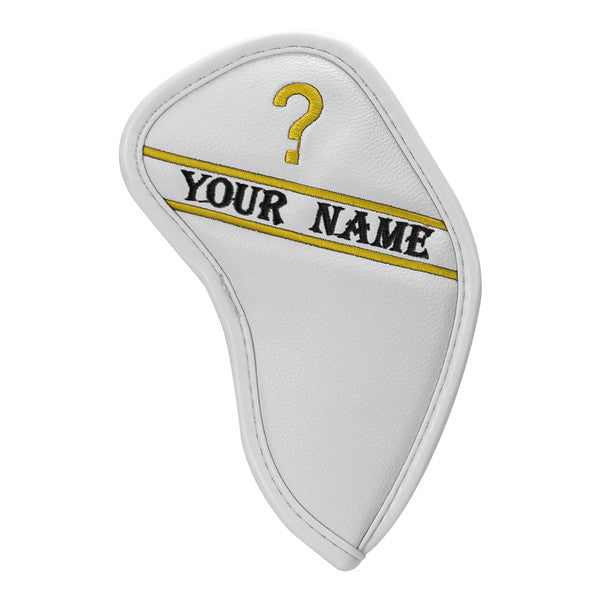 Custom Individual White Leather Iron Head Cover - Craftsman Golf