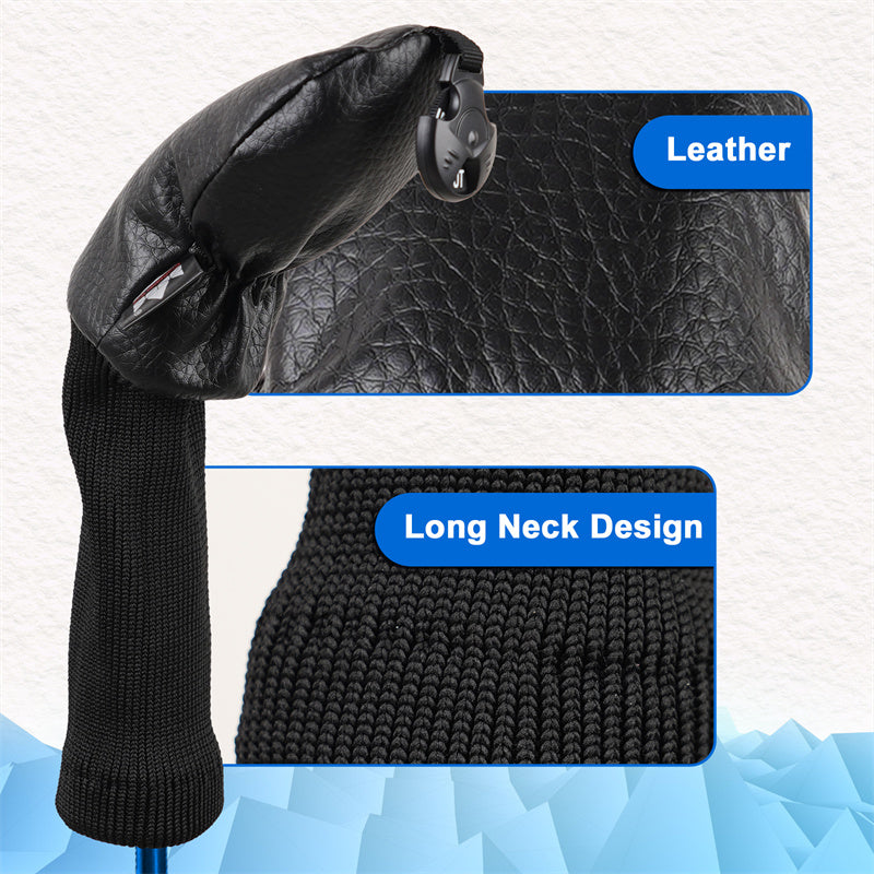 Leather Golf Club Iron Head Covers Set With 3 Hybrid Cover 11 PCS - Craftsman Golf