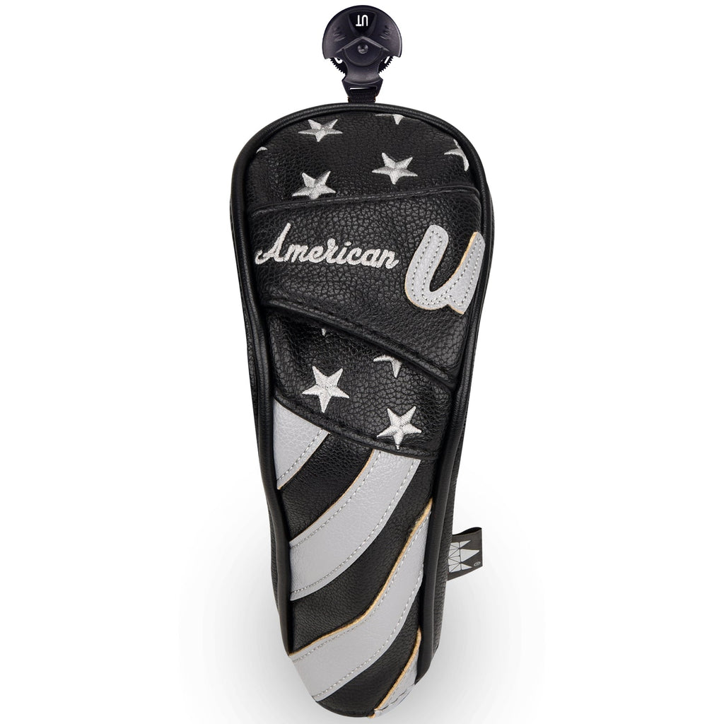 Stars and Stripes Black Leather Golf Wood Head Cover-CraftsmanGolf