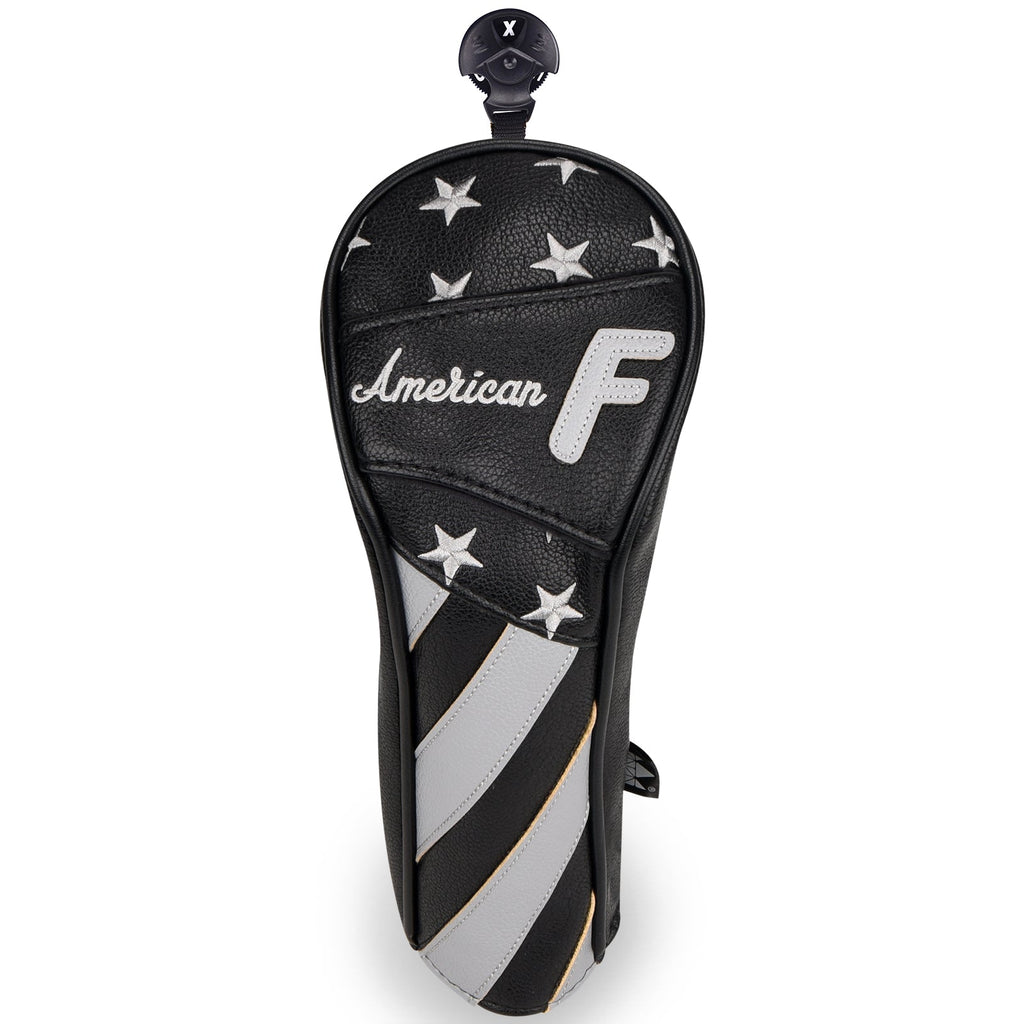 Stars and Stripes Black Leather Golf Wood Head Cover-CraftsmanGolf