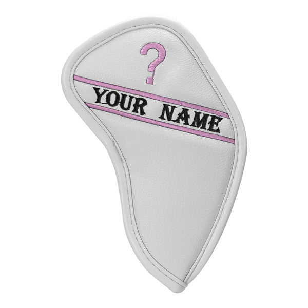Custom Individual White Leather Iron Head Cover - Craftsman Golf